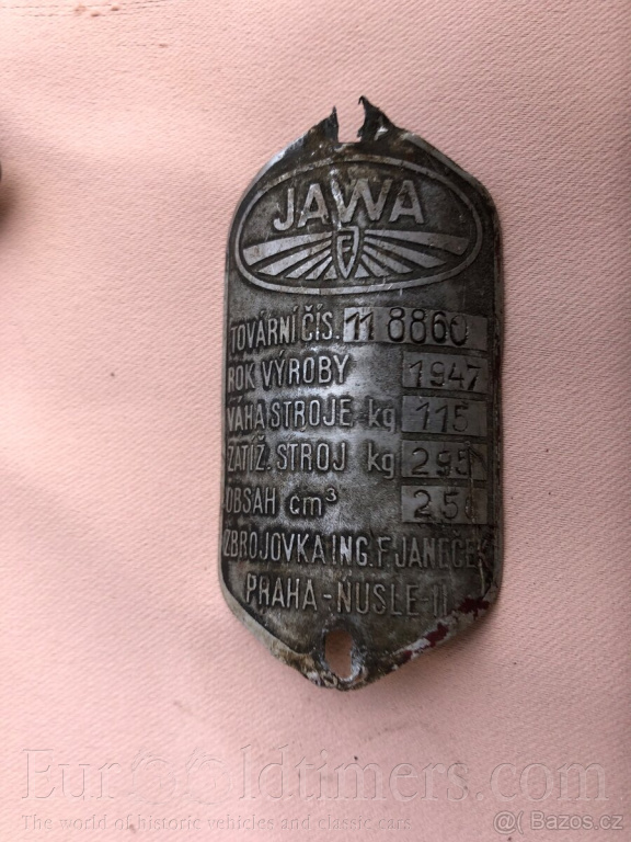 Jawa 250 Pérák FJ (1947) TP + sada Ogar