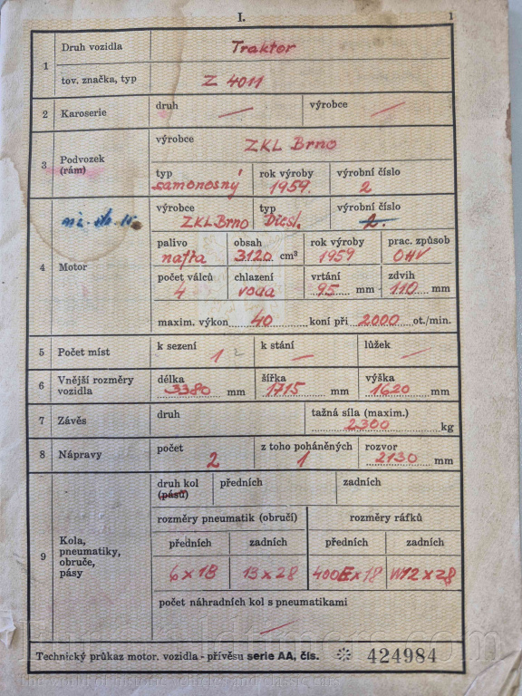 ZETOR 4011, unikátní výrobní číslo 2 