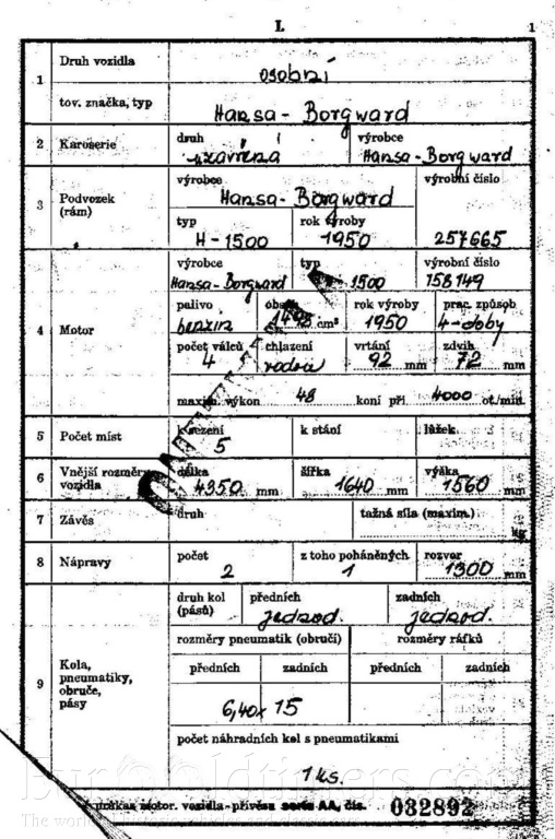  Hansa Borgward 1500 veterán z roku 1950